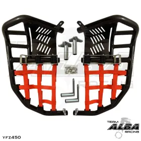 199-t7-br-blem Alba Racing Yamaha Yfz 450 Nerf Bars Pro Peg Heel Guard Black Red Blemish