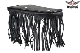 Ac138-ns Dealer Leather Black Motorcycle Floor Boards With 7 Inch Fringe 8x4