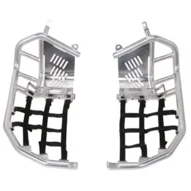19-22836624-3b838e Tusk Foot Peg Nerf Bars With Heel Guards Silver Black Webbing For 2006-2