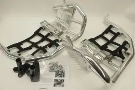 19-2284 Tusk Foot Peg Nerf Bars With Heel Guards Silver Black Webbing - Yamaha